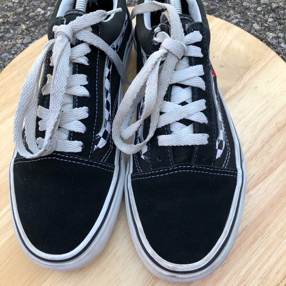 Vans Old Skool Shoes Womens 8.5 Black Checkered Butterfly Cherry Floral-Mens 7 - Picture 6 of 14